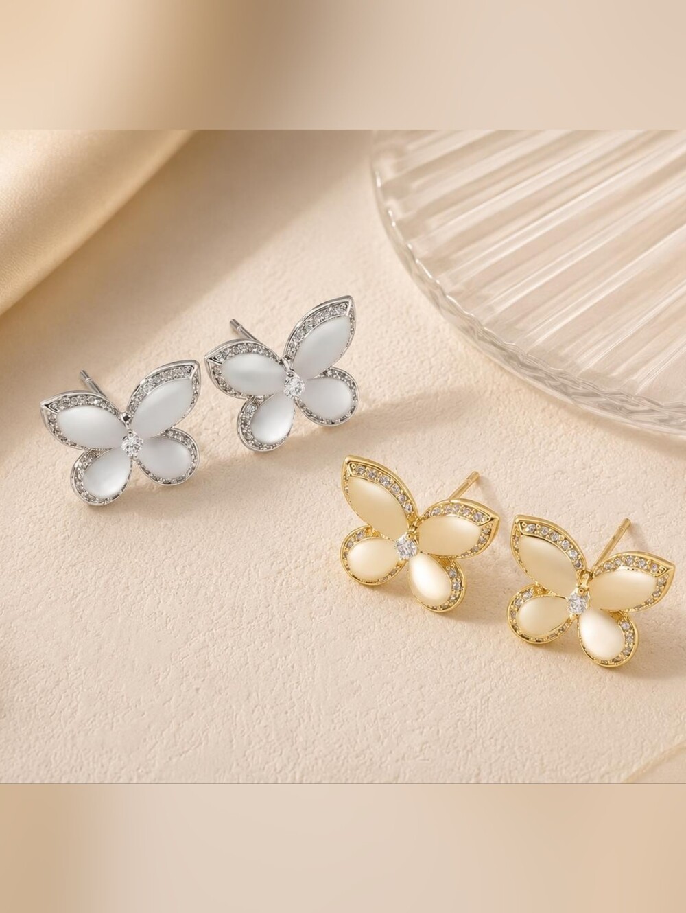 Silver Butterfly Necklace and Earring Set - Silver - Picture 4 of 6